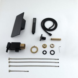 Black Copper Bathtub Mixer Waterfall Faucet With Hand Shower
