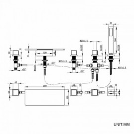 Black Copper Bathtub Faucet Waterfall Faucet With Flexible Hand Shower
