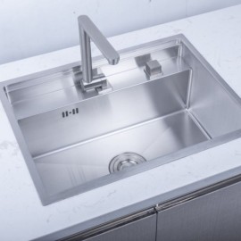 Single Undermount Sink With Plate Cover 304 Stainless Steel For Kitchen