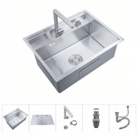Single Undermount Sink With Plate Cover 304 Stainless Steel For Kitchen
