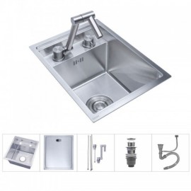 304 Stainless Steel Concealed Single Sink With Faucet Drain Plate Cover For Kitchen