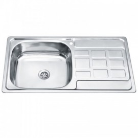 Silver 304 Stainless Steel Sink With Drainer For Kitchen