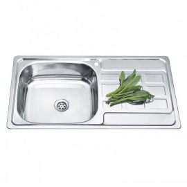 Silver 304 Stainless Steel Sink With Drainer For Kitchen