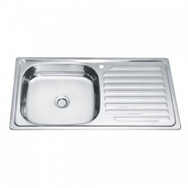 304 Stainless Steel Silver Single Sink With Drainer For Kitchen