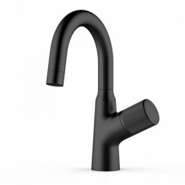 Black Brass Basin Mixer With Rotating Handle For Bathroom