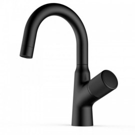 Black Brass Basin Mixer With Rotating Handle For Bathroom