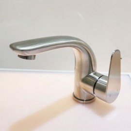 Brushed Stainless Steel Basin Faucet Single Handle For Bathroom