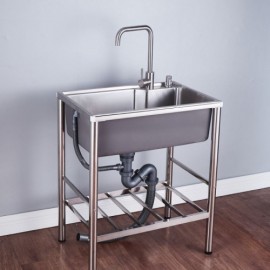 Mobile Sink With Support In 304 Stainless Steel Without/With Faucet