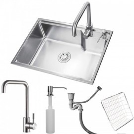 Mobile Sink In 304 Stainless Steel With Drain Support Soap Dispenser Drain Basket Without/With Faucet