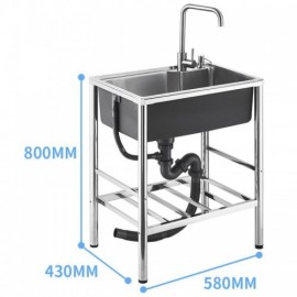Mobile Sink In 304 Stainless Steel With Drain Support Soap Dispenser Drain Basket Without/With Faucet