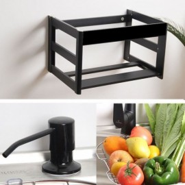 Wall-Mounted Sink In Silver Stainless Steel With Black Aluminum Support