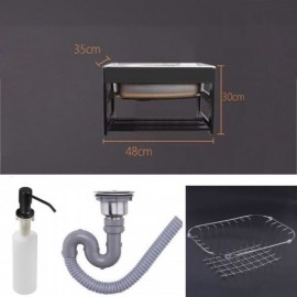 Single Wall-Mounted Sink In Silver Stainless Steel With Black Aluminum Support Optional Faucet