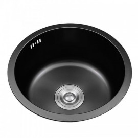 Round Sink In Brushed Black Stainless Steel Without/With Faucet