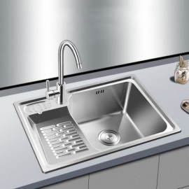 304 Stainless Steel Silver Double Bowl Sink For Balcony Kitchen Without/With Faucet