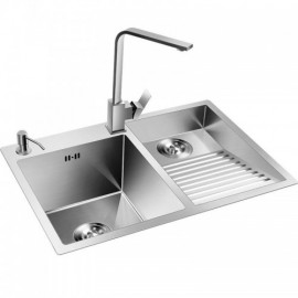304 Stainless Steel Double Bowl Sink With Washboard Drain Soap Dispenser