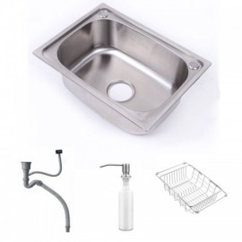 Single Bowl Mobile Sink In 304 Silver Stainless Steel With Black Support Without/With Faucet