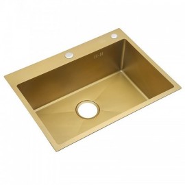 Gold Stainless Steel Sink With Steel Drain Soap Dispenser Optional Faucet