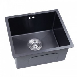 Black 304 Stainless Steel Single Sink With Stainless Steel Drain Optional Faucet
