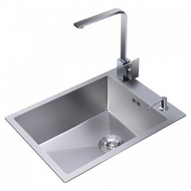Silver 304 Stainless Steel Single Sink With Drain Soap Dispenser Vegetable Drainer Faucet Optional