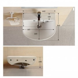 White Wall-Mounted Ceramic Sink For Bathroom Toilet