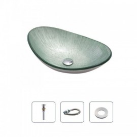 Tempered Glass Countertop Washbasin Without Faucet For Bathroom