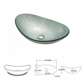 Tempered Glass Countertop Washbasin Without Faucet For Bathroom