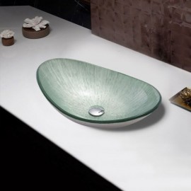 Tempered Glass Countertop Washbasin Without Faucet For Bathroom