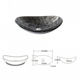 Tempered Glass Countertop Washbasin With Drain Pipe Mounting Ring
