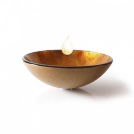 Countertop Washbasin In Round Tempered Glass With Drain Pipe Installation Ring For Bathroom