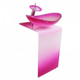 Tempered Glass Sink Set For Bedroom Bathroom Balcony Waterfall Faucet