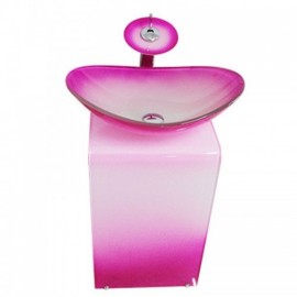 Tempered Glass Sink Set For Bedroom Bathroom Balcony Waterfall Faucet