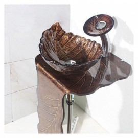 Brown Tempered Glass Sink Set For Bedroom Balcony Bathroom