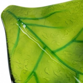 Green Leaf Tempered Glass Countertop Sink With Waterfall Faucet For Bathroom