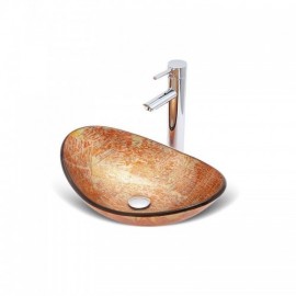 Tempered Glass Basin With Faucet For Bathroom Toilet