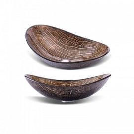 Tempered Glass Countertop Washbasin With Copper Faucet For Bathroom