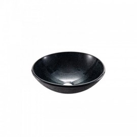 Black Countertop Basin In Round Tempered Glass For Bathroom