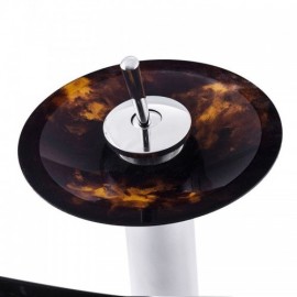 Round Countertop Washbasin In Tempered Glass With Faucet For Bathroom