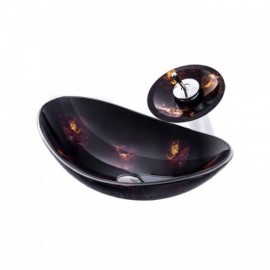 Tempered Glass Sink Faucet Set For Bathroom