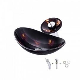 Tempered Glass Sink Faucet Set For Bathroom