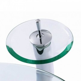 Tempered Glass Countertop Sink Set With Faucet For Bathroom