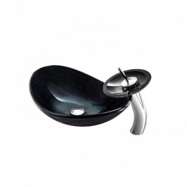 Tempered Glass Waterfall Faucet Basin Set For Bathroom