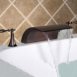 Oil Rubbed Bronze Widespread Waterfall Bathroom Sink Tap