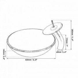 Round Countertop Washbasin Set In Tempered Glass For Bathroom