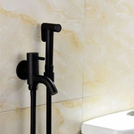 Black Wall-Mounted Copper Cold Water Bidet Faucet For Bathroom