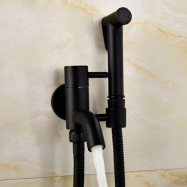 Black Wall-Mounted Copper Cold Water Bidet Faucet For Bathroom
