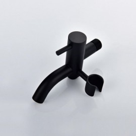 Black Wall-Mounted Copper Cold Water Bidet Faucet For Bathroom