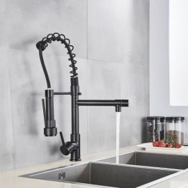 Black Stainless Steel Kitchen Spring Faucet 2 Water Outlets