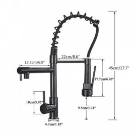 Black Stainless Steel Kitchen Spring Faucet 2 Water Outlets