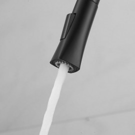 Modern Black Copper Kitchen Faucet With Pull-Out Spout Total Height 40Cm