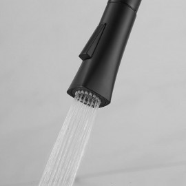 Modern Black Copper Kitchen Faucet With Pull-Out Spout Total Height 40Cm